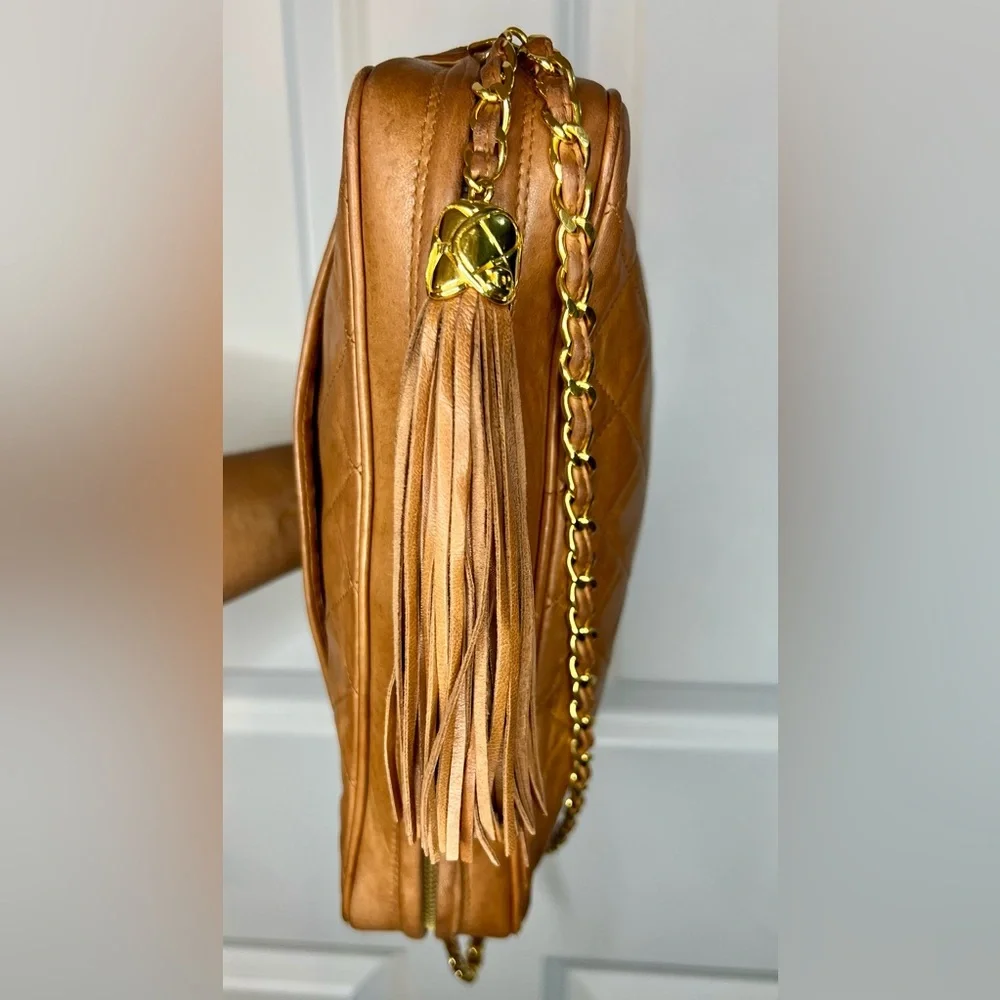 CHANEL CC Tassel Camera Bag in Tan Leather - Vintage